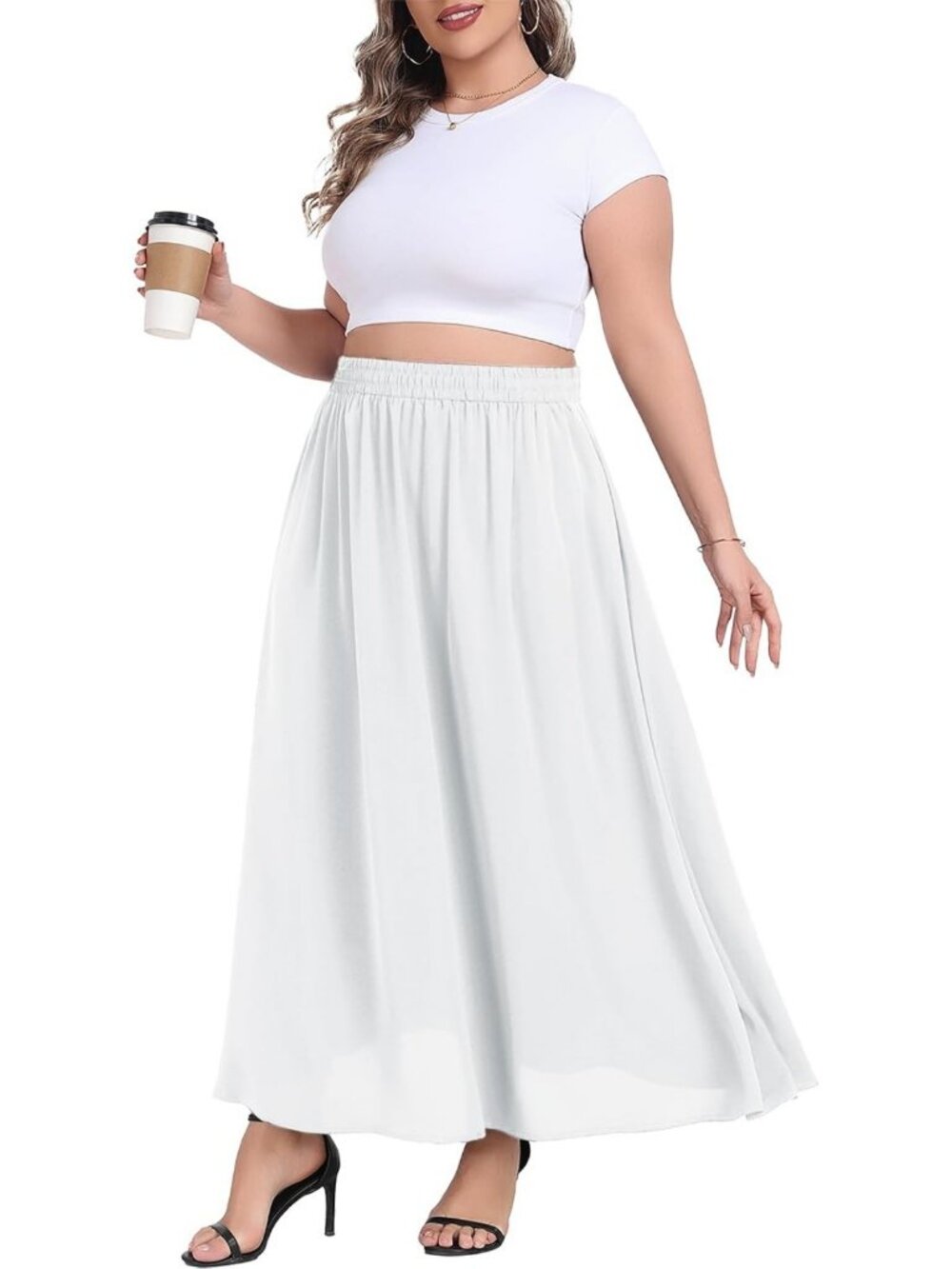 Plus Size Boho Maxi Skirt for Women - Casual High Waist, Flowy A-line with